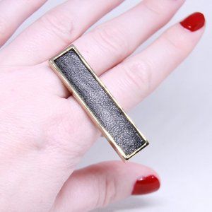 Belle Noel Leather and Metal Bar Ring Size 8